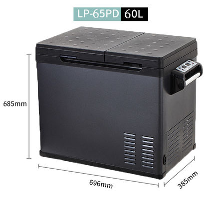 Frigorífico de carro de alta capacidade de 60L com temperatura dupla e controle duplo