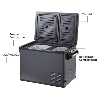 16 Kgs Dual Control 30L DC12V 24V Car Freezer Refrigerador Painel solar Alimentado para acampamento