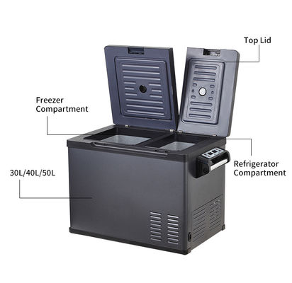 Compressor recarregável Frigorífico de acampamento 50L Automóvel Frigorífico e congelador solar DC